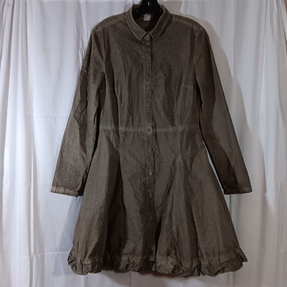 Elemente Clemente Womens Medium/2 Tunic Shirt Dress Lagenlook Bubble Neutral